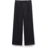Woman’s The Pure Linen Full Length Drawstring Pants in Linen Fabric(Black – Black)