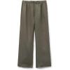 Woman’s The Pure Linen Full Length Drawstring Pants in Linen Fabric(Green – Safari Green)