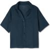 Woman’s The Pure Linen Short Sleeve Shirt in Linen Fabric(Blue – Sailor Blue)