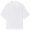 Woman’s The Pure Linen Short Sleeve Shirt in Linen Fabric(White – White)
