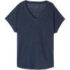 Woman’s The Pure Linen Short Sleeve V-Neck Top in Linen(Blue – Sailor Blue)