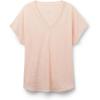 Woman’s The Pure Linen Short Sleeve V-Neck Top in Linen(Pink – Blushing Pink)