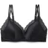 Woman’s Tiziana Wireless Plunge Triangle Bra in Silk and Lace(Black – Black)