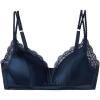 Woman’s Tiziana Wireless Plunge Triangle Bra in Silk and Lace(Blue – Intense Blue)
