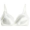 Woman’s Tiziana Wireless Plunge Triangle Bra in Silk and Lace(Ivory – Talc White)