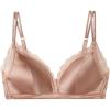 Woman’s Tiziana Wireless Plunge Triangle Bra in Silk and Lace(Natural – Satin Pink)