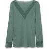 Woman’s Ultralight Cashmere Lace Long Sleeve Shirt(Green – Forest Green)